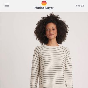 Marine Layer Nina Crewneck Sweater / Oatmeal Multi-Stripe / Small